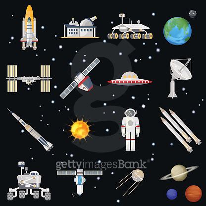 Vector Exploring Space Technology Flat Icon Set Elegant Style Design