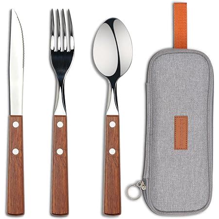 Amazon PREMIUM QUALITY Stainless Steel Travel Utensils With Case