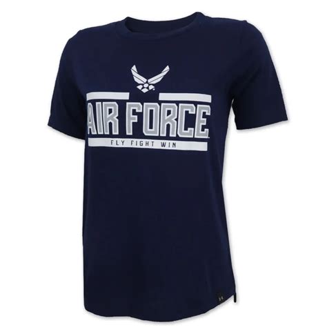 Air Force Ladies Under Armour Wings Logo Performance Cotton T Shirt Navy Air Force Shirt