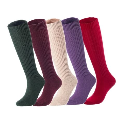 Lovely Annie Big Girls And Womens 5 Pairs Exceptional Non Slip Cozy And Cool Knee High Wool