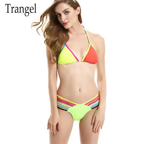 Trangel Neon Bandage Bright Sexy Bikini Push Up Swimwear Hot Sexy