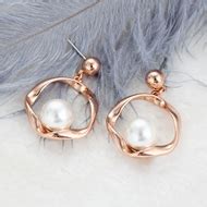 Trendy Gold Plated Artificial Pearl Dangle Earrings With No Risk Refund