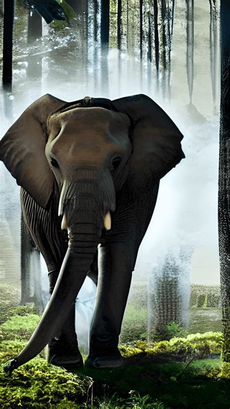 Elephant In The Jungle Facing A · Creative Fabrica