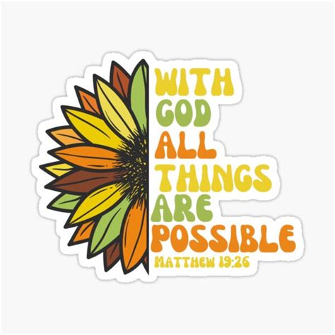 With God All Things Are Possible Bible Verse Sticker For Sale By