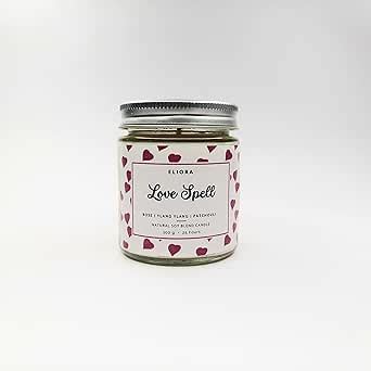 Amazon Eliora Love Spell Scented Soy Blend Glass Jar Candle