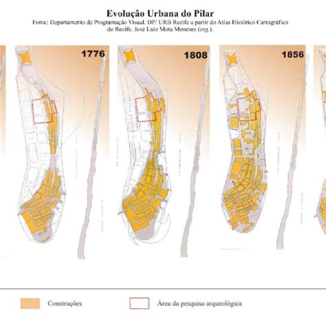 Mapa evolução urbana do Bairro do Recife identificação do istmo e