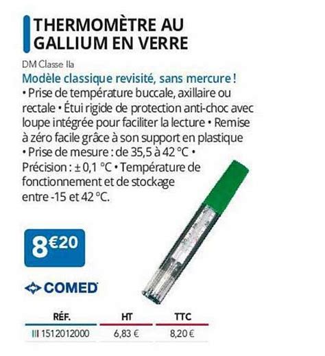 Offre Thermomètre Au Gallium En Verre chez Distri Club Medical