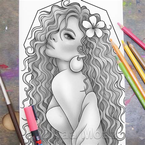 Printable Coloring Page Fantasy Character Black Girl Etsy