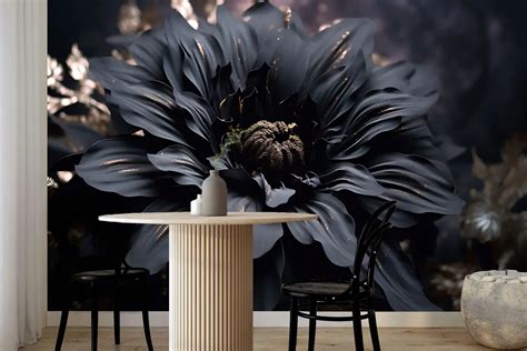 Wall Mural Photo Wallpaper Black flower with gold dusting Nr. u95247 ...