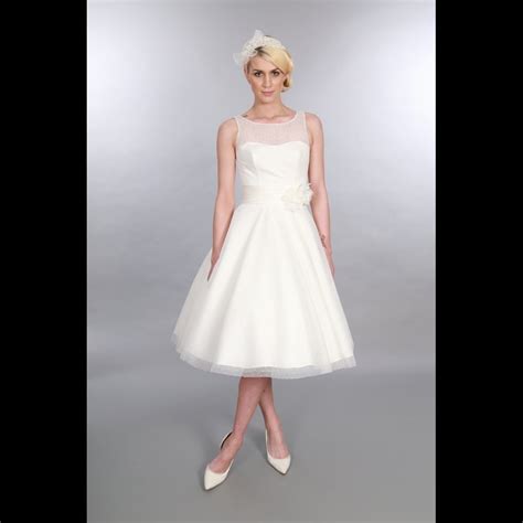 Timeless Chic Anara Tea Length Polka Dot Short Wedding Dress