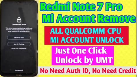 Redmi Note 7 Pro Mi Account Remove By Umt Tool Redmi 7 Pro Mi