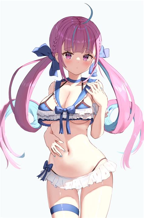 Zero Ichi Hololive Minato Aqua Bikini Garter Swimsuits