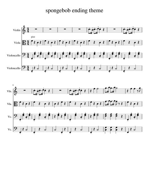 Spongebob Ending Theme Sheet Music For Violin Viola Cello Download