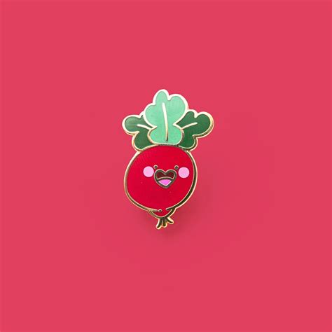 Happy Radish Enamel Pin Vegetable Lapel Pin Etsy