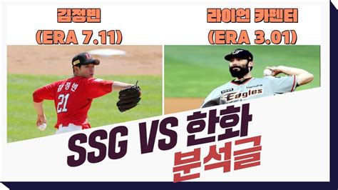 한화 Vs Ssg랜더스 ⭐️6월20일⭐️kbo 야구분석 프리뷰 토토분석프로토승무패언오버추천 Youtube