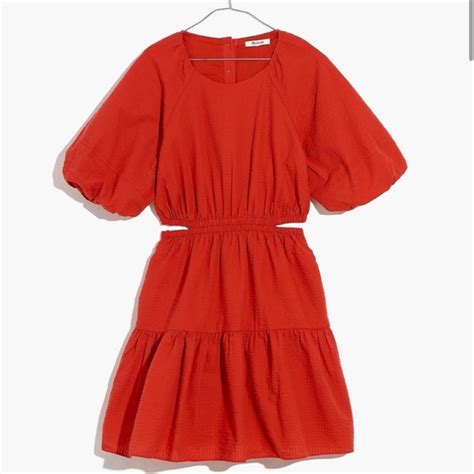 Madewell Dresses New Madewell Dresses Seersucker Puff Sleeve Cutout