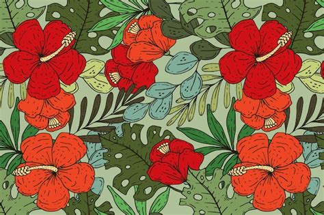 Free Vector Hand Drawn Hawaiian Shirt Pattern Design