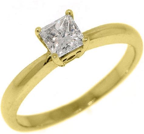 14k Yellow Gold 56 Carats Solitaire Princess Cut Diamond Engagement Ring