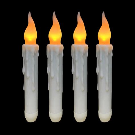 Led Battery Operated Flickering Flameless Ivory Taper Candle Lamps