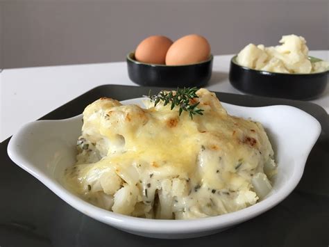 Gratin de chou fleur et oeuf dur à la béchamel au thym Laure Auzeil