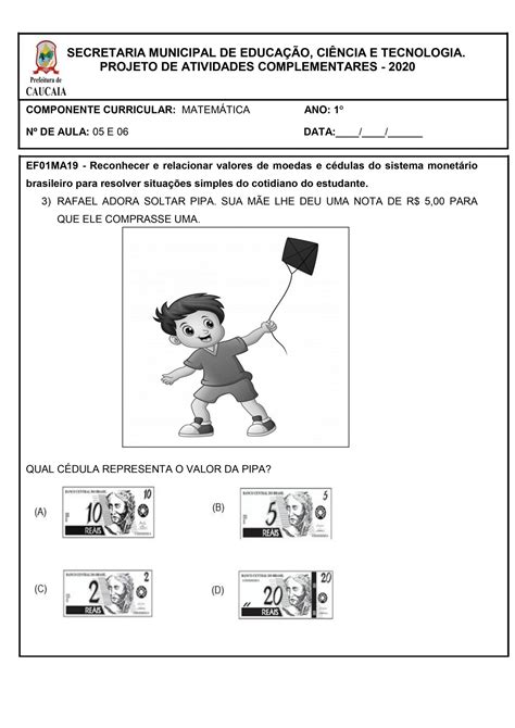 Atividades de Matemática 1 ano BNCC Para imprimir SÓ ESCOLA