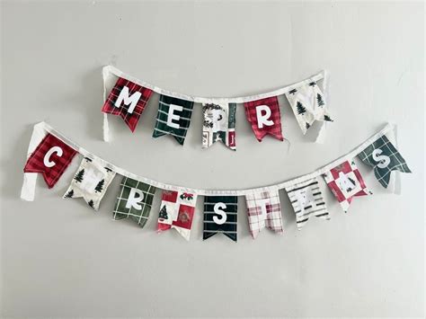 Fabric Christmas Banner Fabric Holiday Banner Sustainable Christmas Decor Reusable Christmas ...