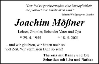 Traueranzeigen von Joachim Mößner trauer nn de