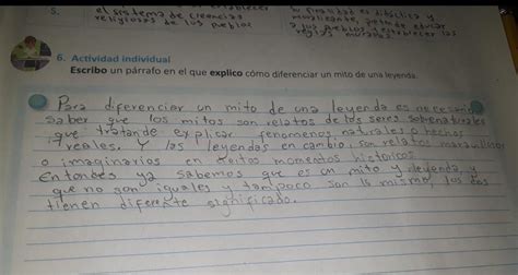 escribo un párrafo en el que explico cómo diferenciar un mito de una