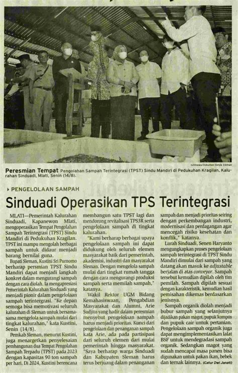 Sinduadi Operasikan TPS Terintegrasi Koran Humas Ugm Ac Id