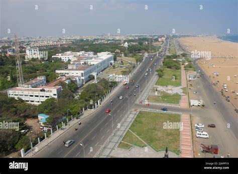 Marina Beach Chennai City Tamil Nadu India Bay Of Bengal Madras View