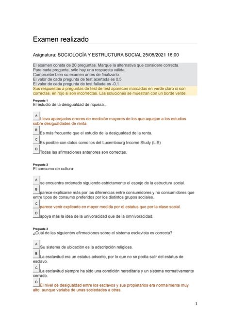 Examen Sociolog A Y Estructura Social Mayo Preguntas Y Respuestas