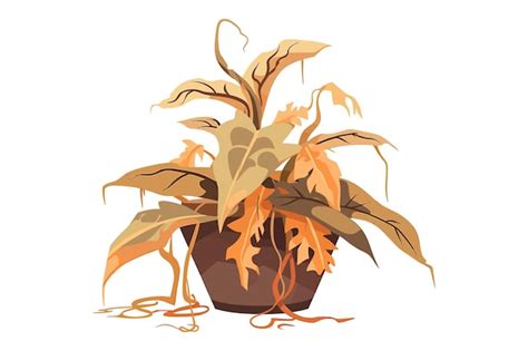 Premium Vector Withered Wilted Plant In Pot Flat Vector Illustration