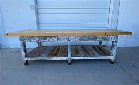 long work table antiquities warehouse