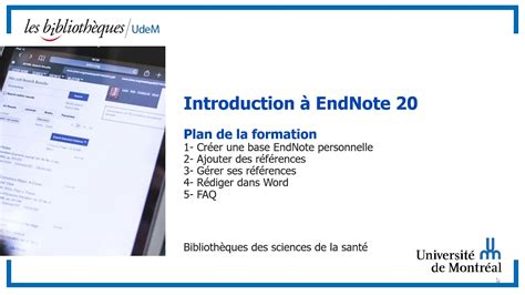 EndNote 20 Introduction créer une base de données personnelle YouTube