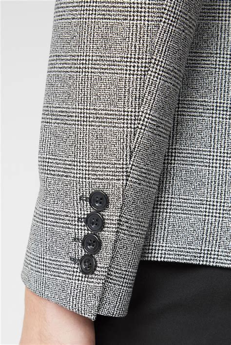 Limehaus Black And White Check Double Breasted Slim Jacket