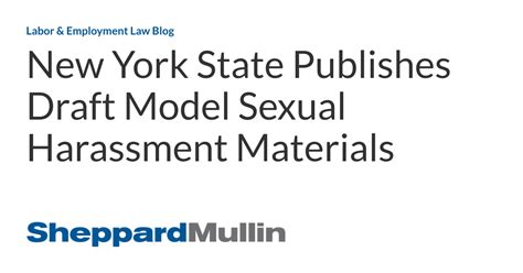 New York State Publishes Draft Model Sexual Harassment Materials