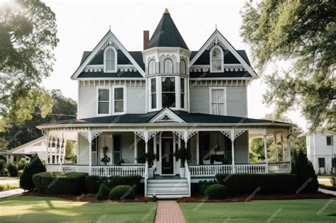 Premium AI Image | Victorian house with wraparound porch and rocking ...