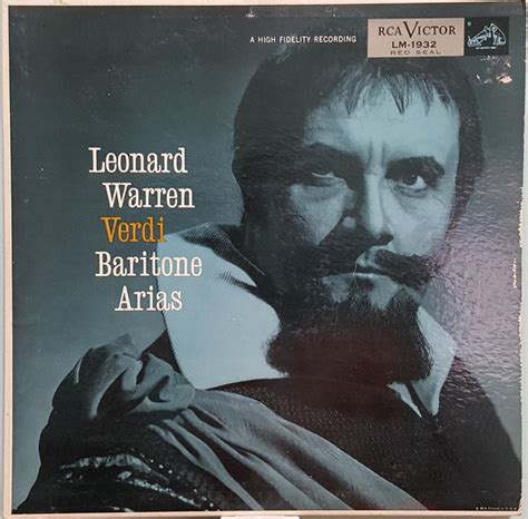 Leonard Warren, Giuseppe Verdi – Verdi Baritone Arias (1956, Vinyl) - Discogs