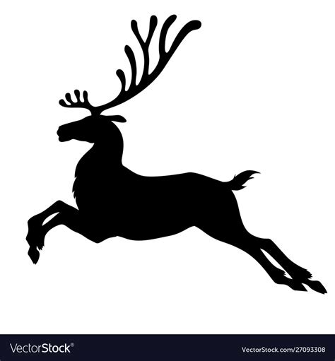 Christmas deer silhouette Royalty Free Vector Image