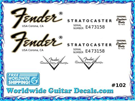 Fender Stratocaster Guitar Decal Headstock Restoration Waterslide Logo ...