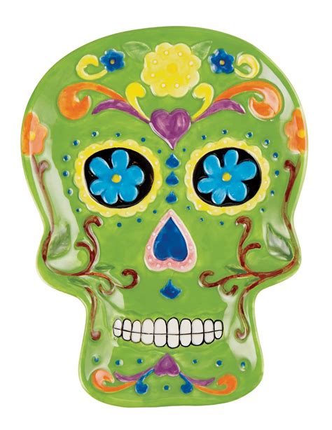 Holiday Market Day Of The Dead Sugar Skull Candy Plate Green Shop