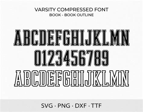 Varsity Font Svg Ttf Compressed Book College Font Svg Sports Etsy Uk