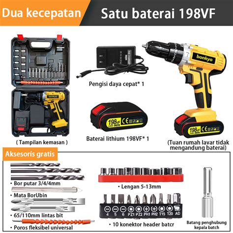 Jual Int Vf Baterai Dua Ganda Mesin Bor Cordless Elektrik Drill