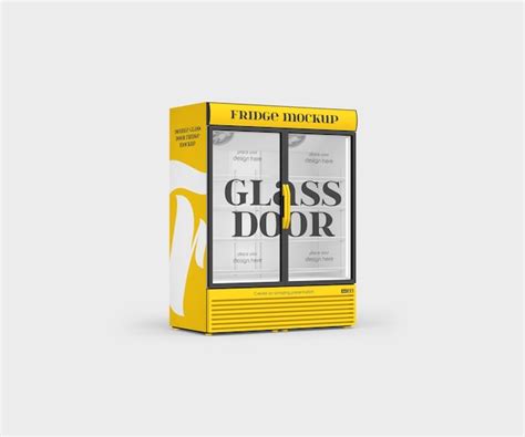 Premium Psd Double Glass Door Fridge Mockup