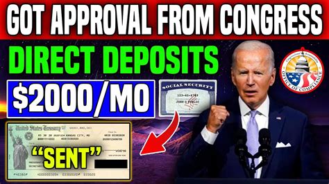 GOT APPROVAL FROM CONGRESS 2000 MO STIMULUS CHECKS DIRECT DEPOSITS