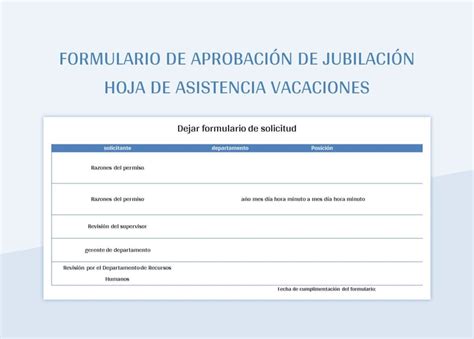 Plantilla De Excel Formulario De Aprobaci N De Jubilaci N Hoja De