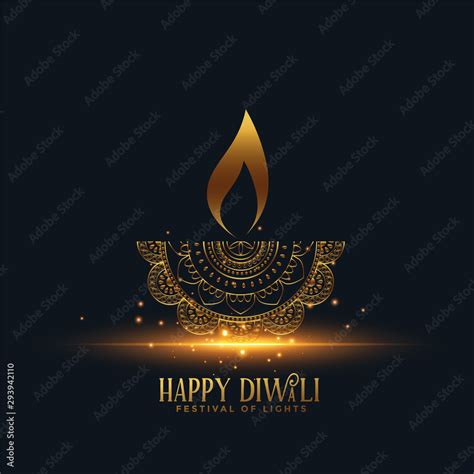 beautiful golden diya happy diwali background design Stock Vector ...