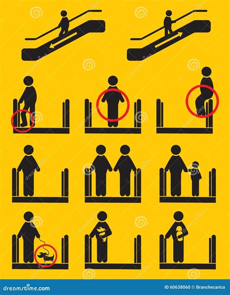 Caution Escalator Sign Cartoon Vector Cartoondealer