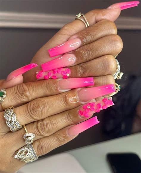 25 Hot Pink Vibrant Nails For Modern Women Ombre Hot Pink 3d Floral