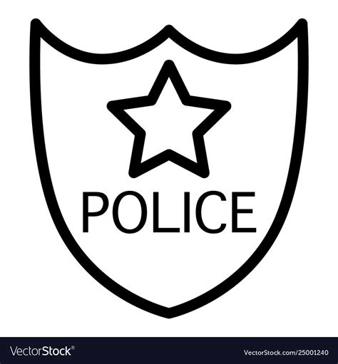 Police Officer Badge Line Icon Shield Royalty Free Vector